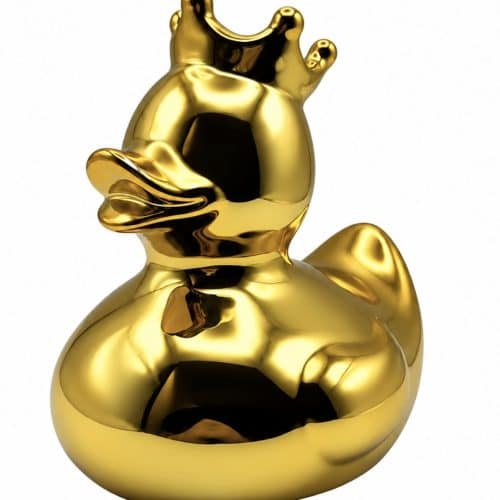 Canard "miroir" doré avec couronne